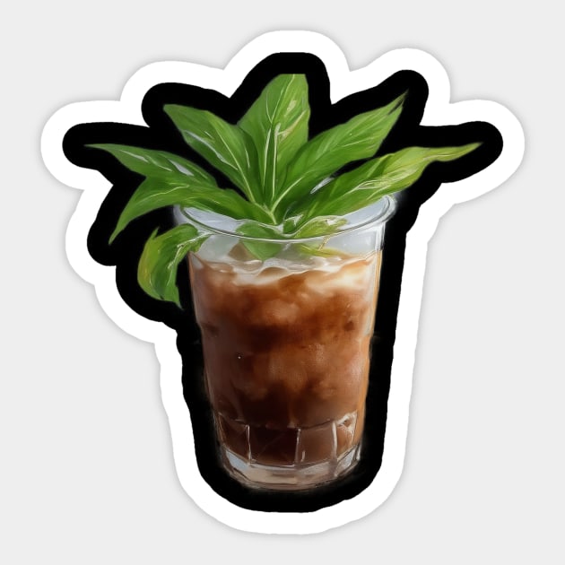 Ice Coffee Leaf Plant Art Vintage Retro Since Sticker by Flowering Away